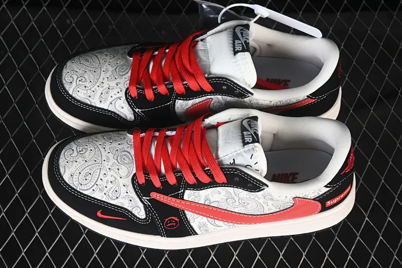 All categories Air Jordan Jordan series basketball shoes Air Jordan 1 Low High-end customized low-top sneakers Travis Scott x Fragment Design x Air Jordan 1 Low OG SP AJ1 Joe 1 Supreme co-branded Huadiao red hook low-top cultural casual sneakers LD2025-035